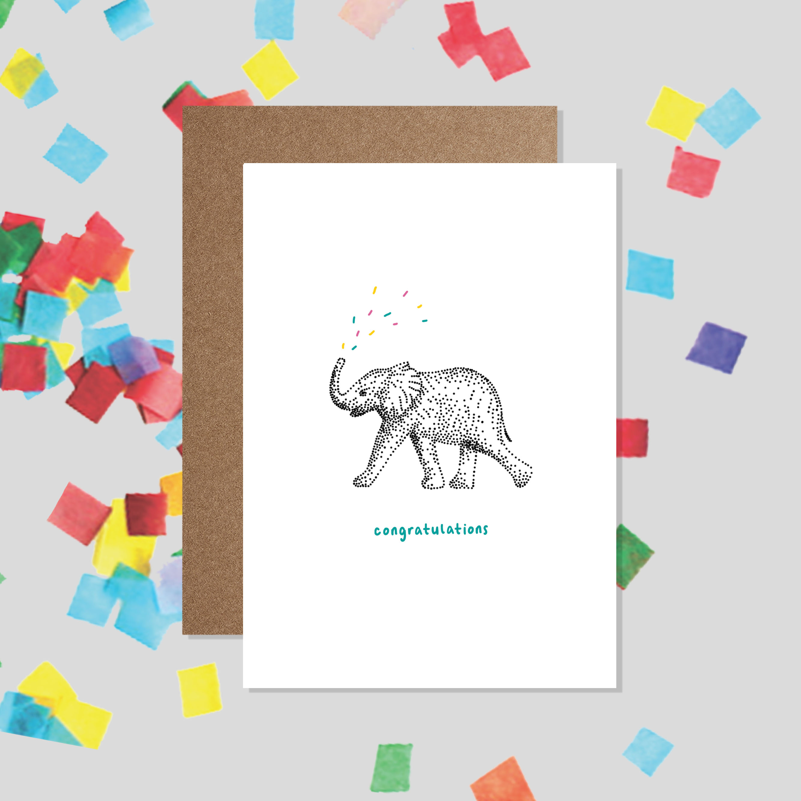 Congratulations Card - Elephant - Bamber Prints