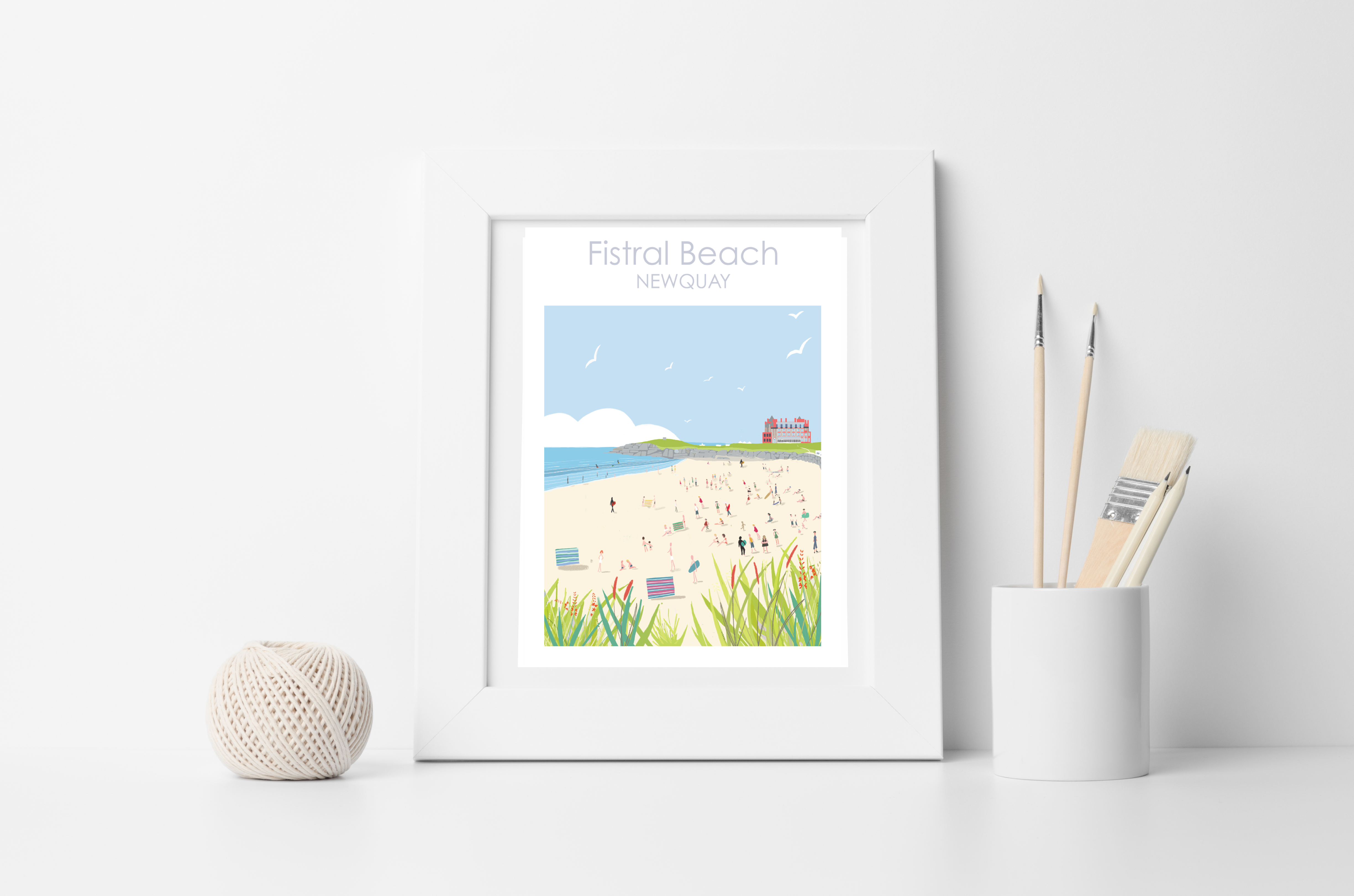 fistral beach white framed