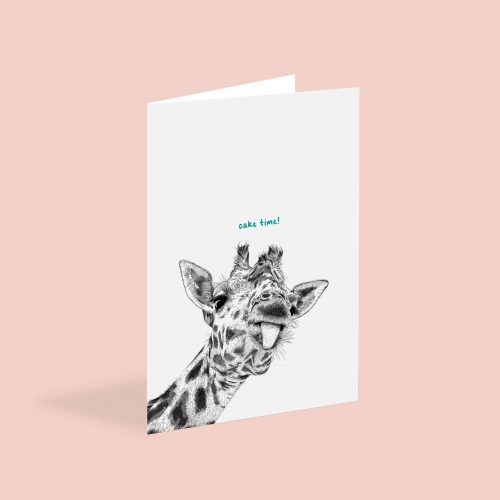 Giraffe Happy Birthday Card - Cake Time - Bamber Prints