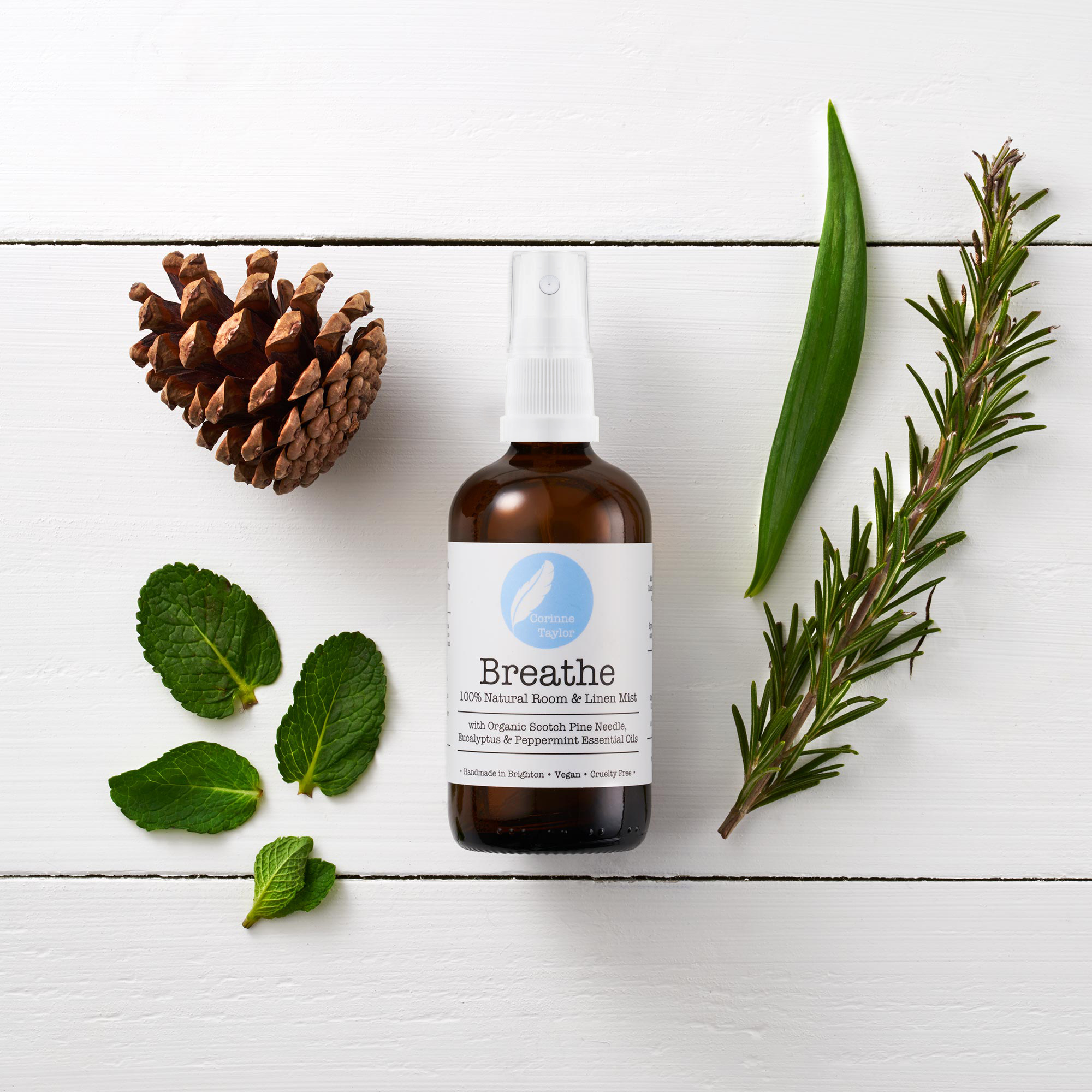 Breathe Aromatherapy Room & Linen Mist with organic Eucalyptus, Peppermint & Rosemary essential oils. zero waste, wellbeing, home spray, vegan, cruelty free