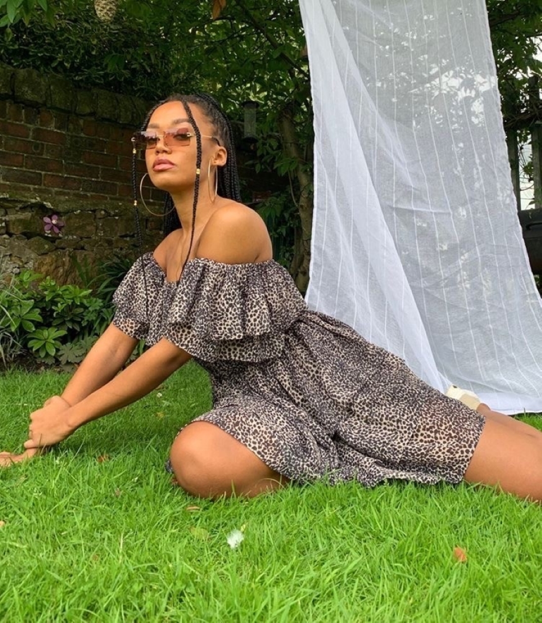 Capri Ruffle Bardot Mini Dress- Animal Print2