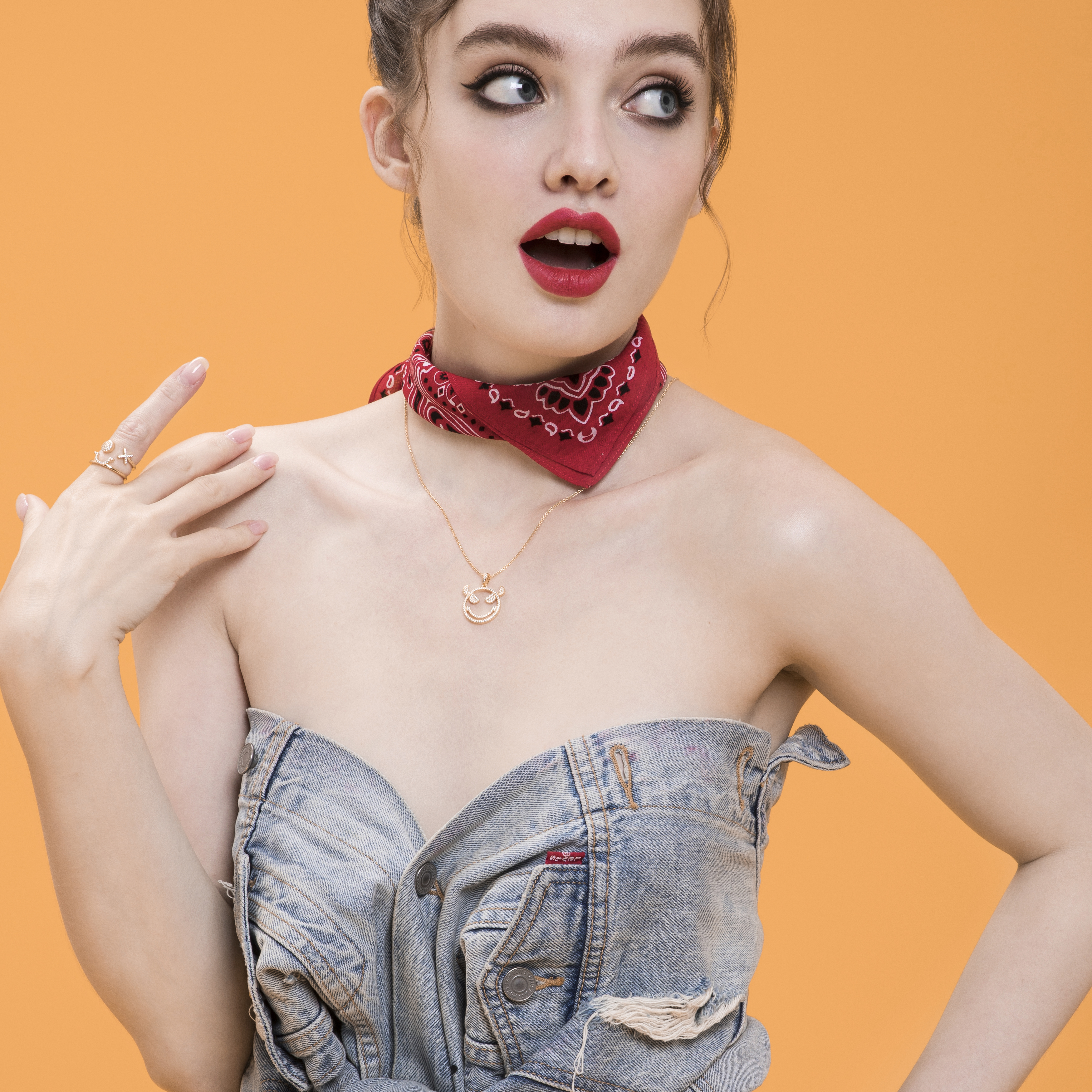 Emoji Evil Monster Gold Plated Silver Necklace model 2