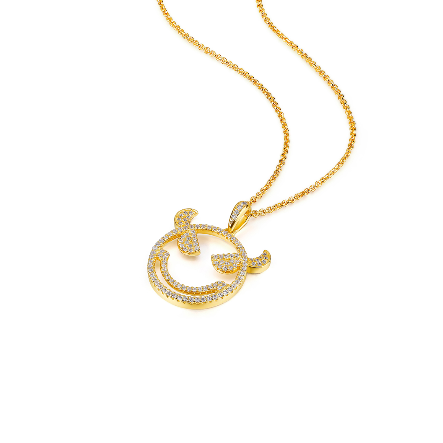Emoji Evil Monster Gold Plated Silver Necklace side