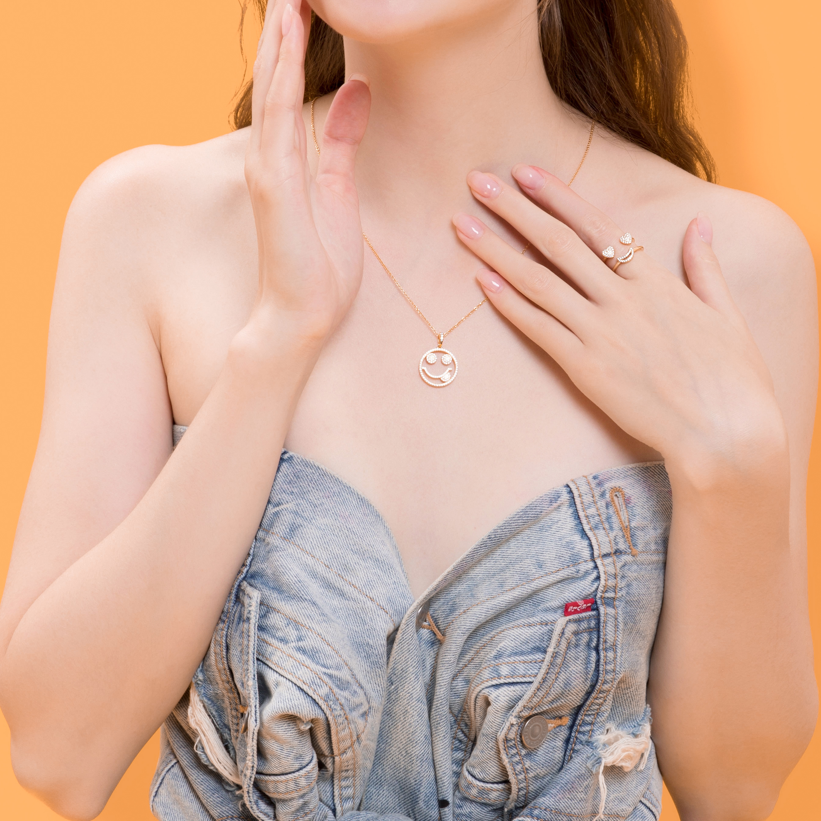 Emoji Happy Gold Plated Silver Ring model 1