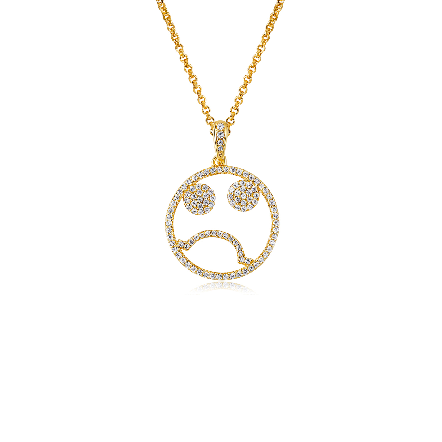 Emoji Monday Blue Gold Plated Silver Necklace detail
