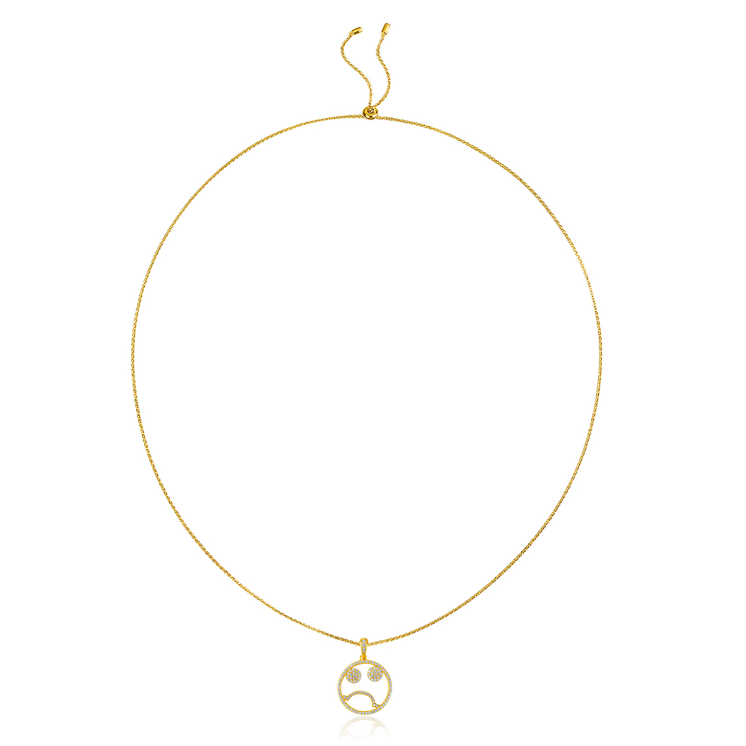 Emoji Monday Blue Gold Plated Silver Necklace front