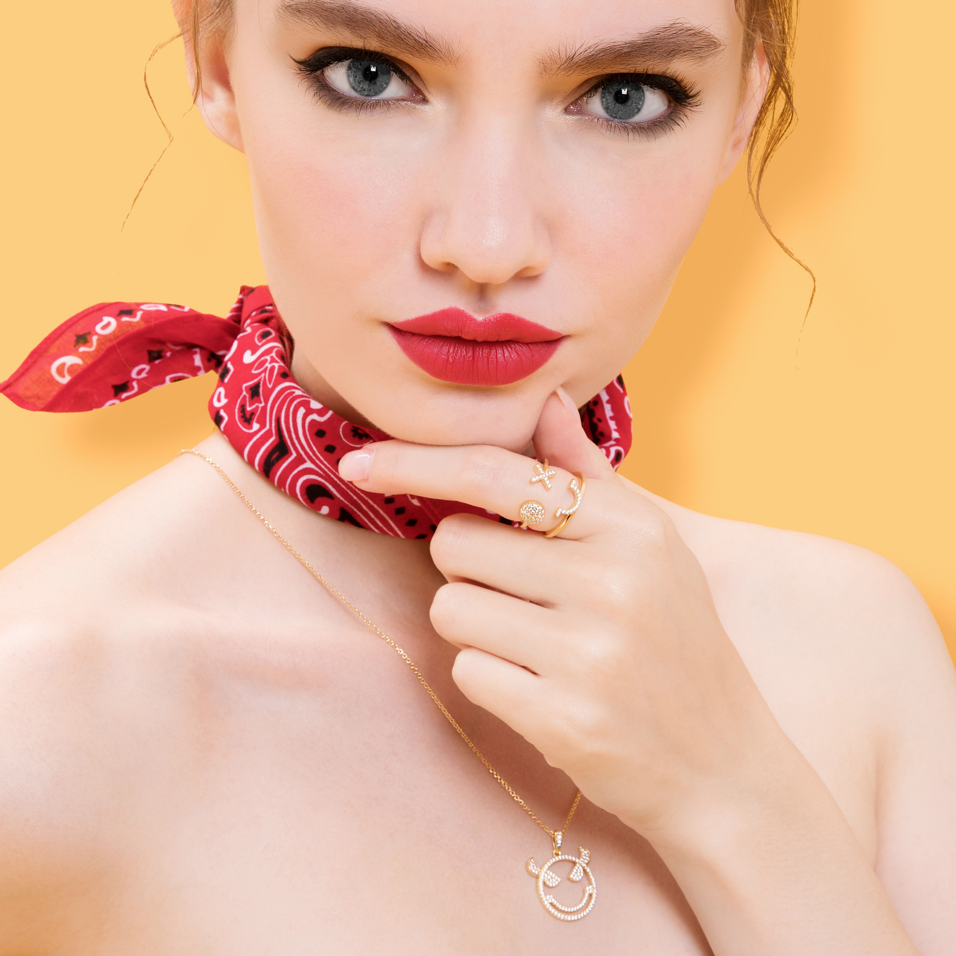 Emoji OX Love Gold Plated Silver Ring model 1