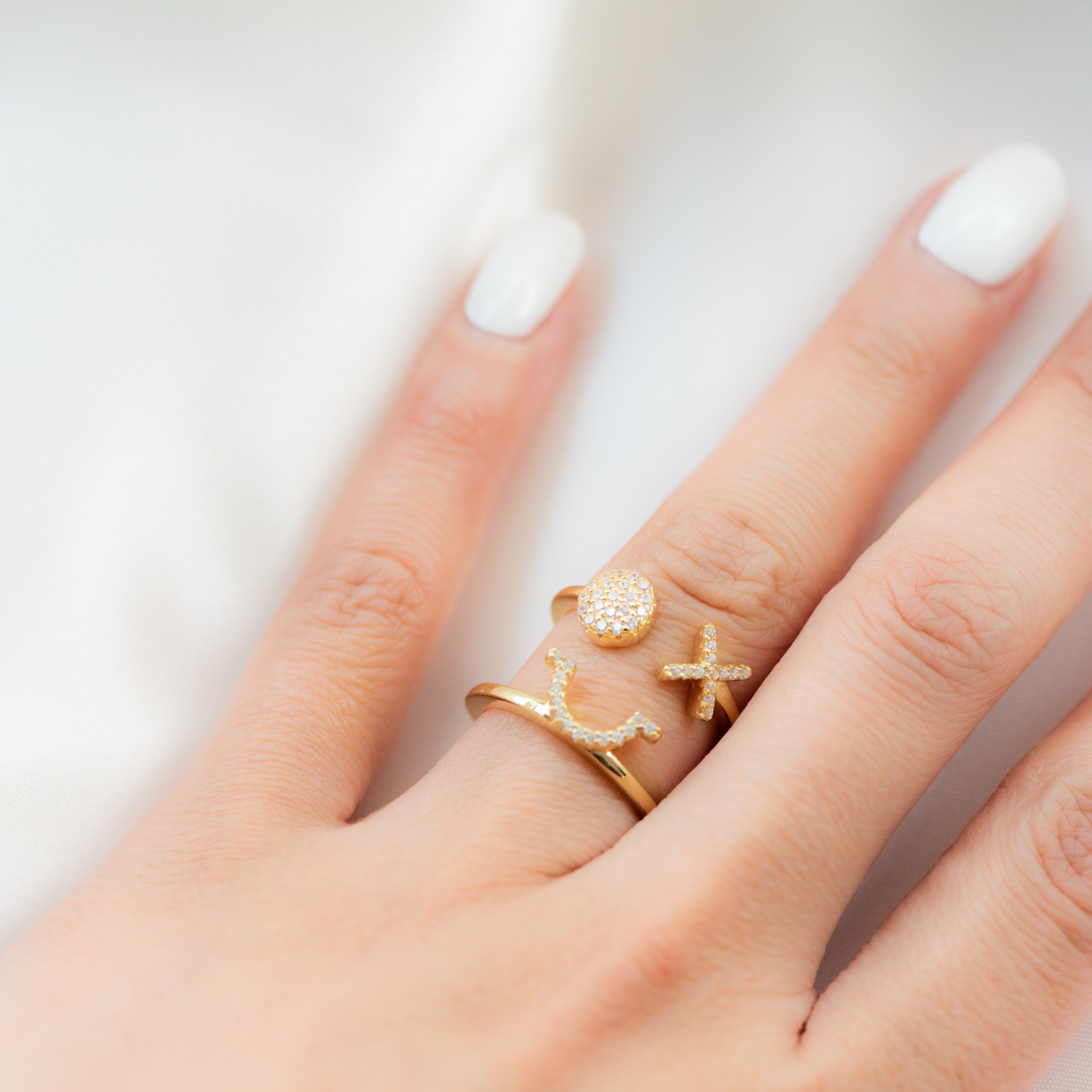 Emoji Smile Gold Plated Silver Ring model