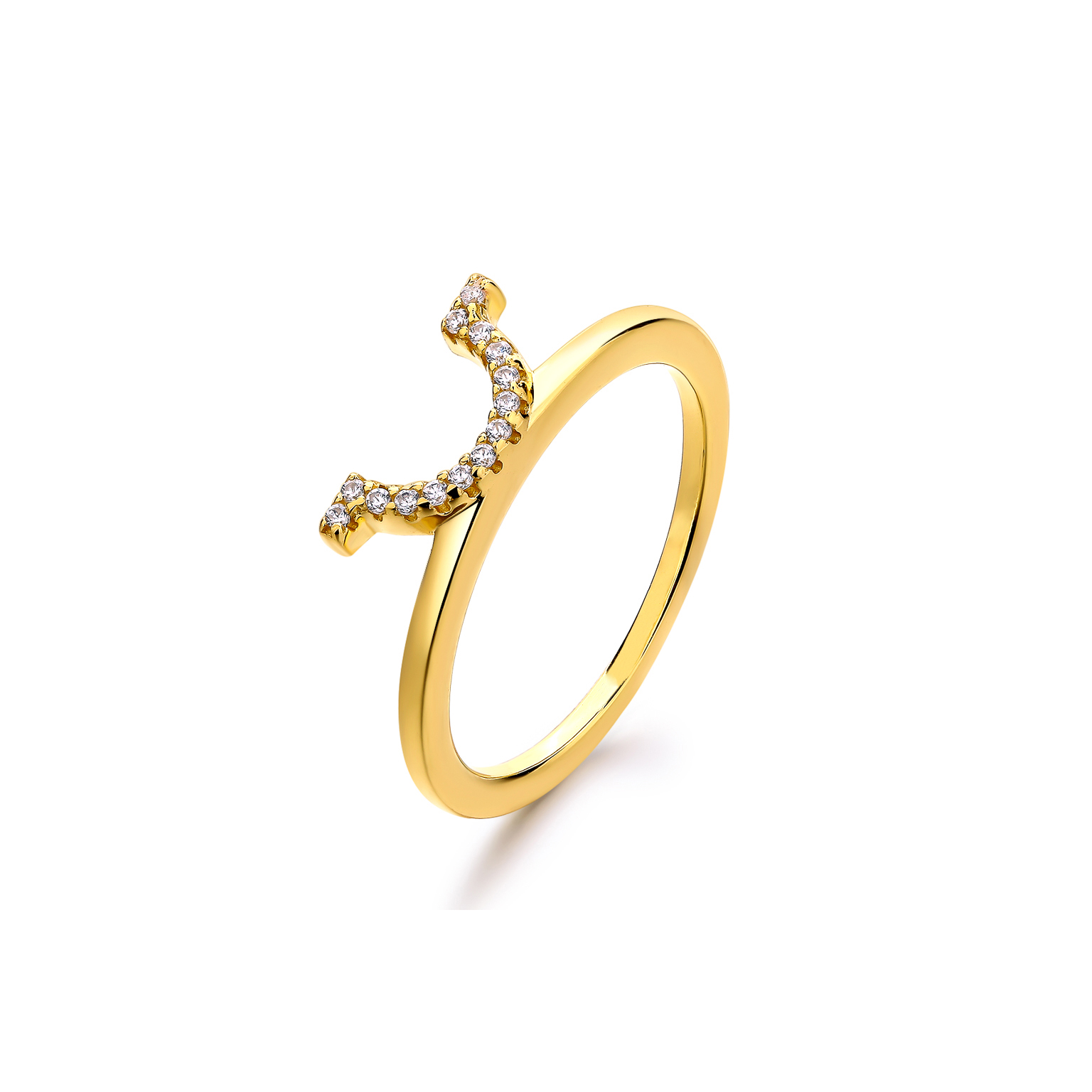 Emoji Smile Gold Plated Silver Ring