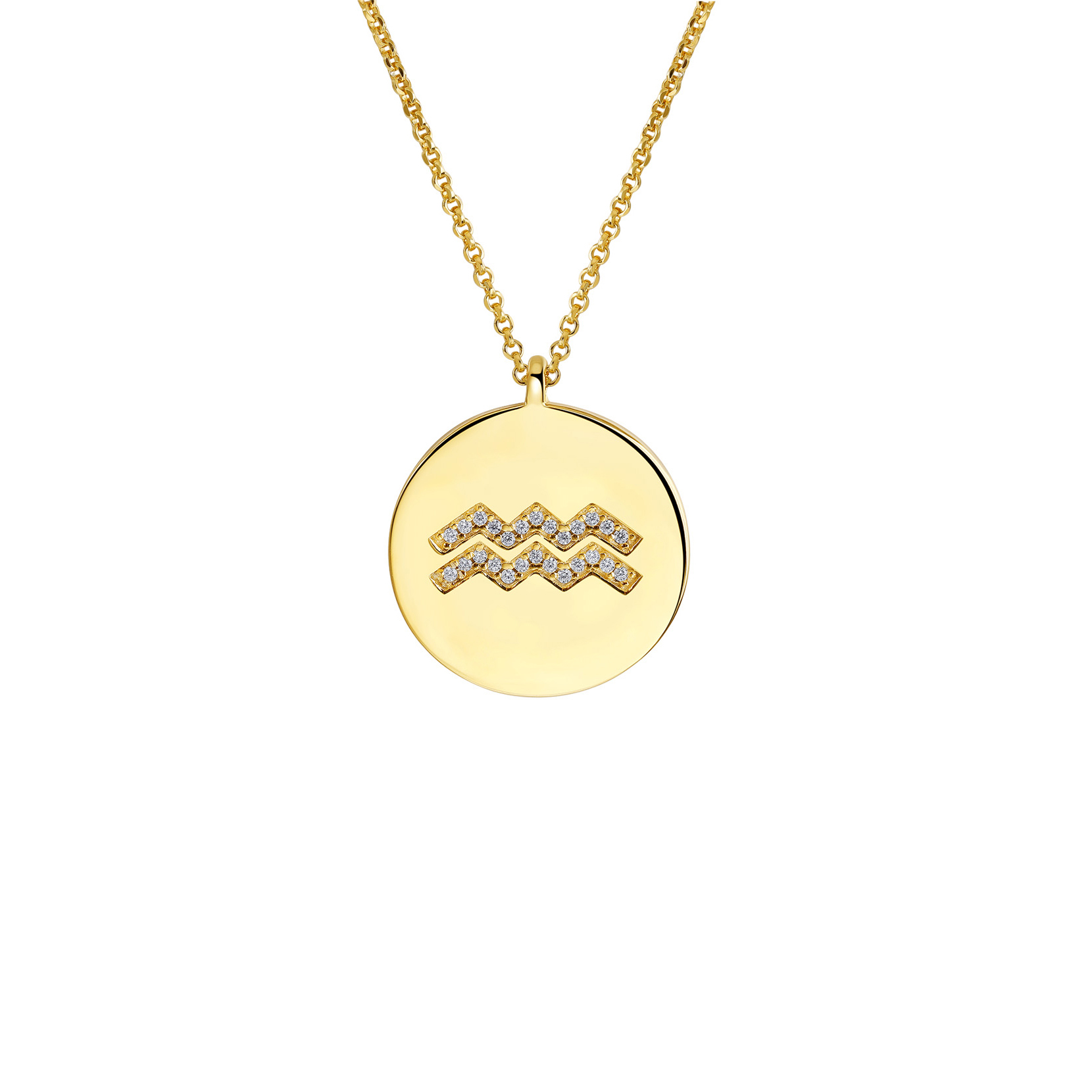 Gold Plated Silver Zodiac Necklace - Aquarius