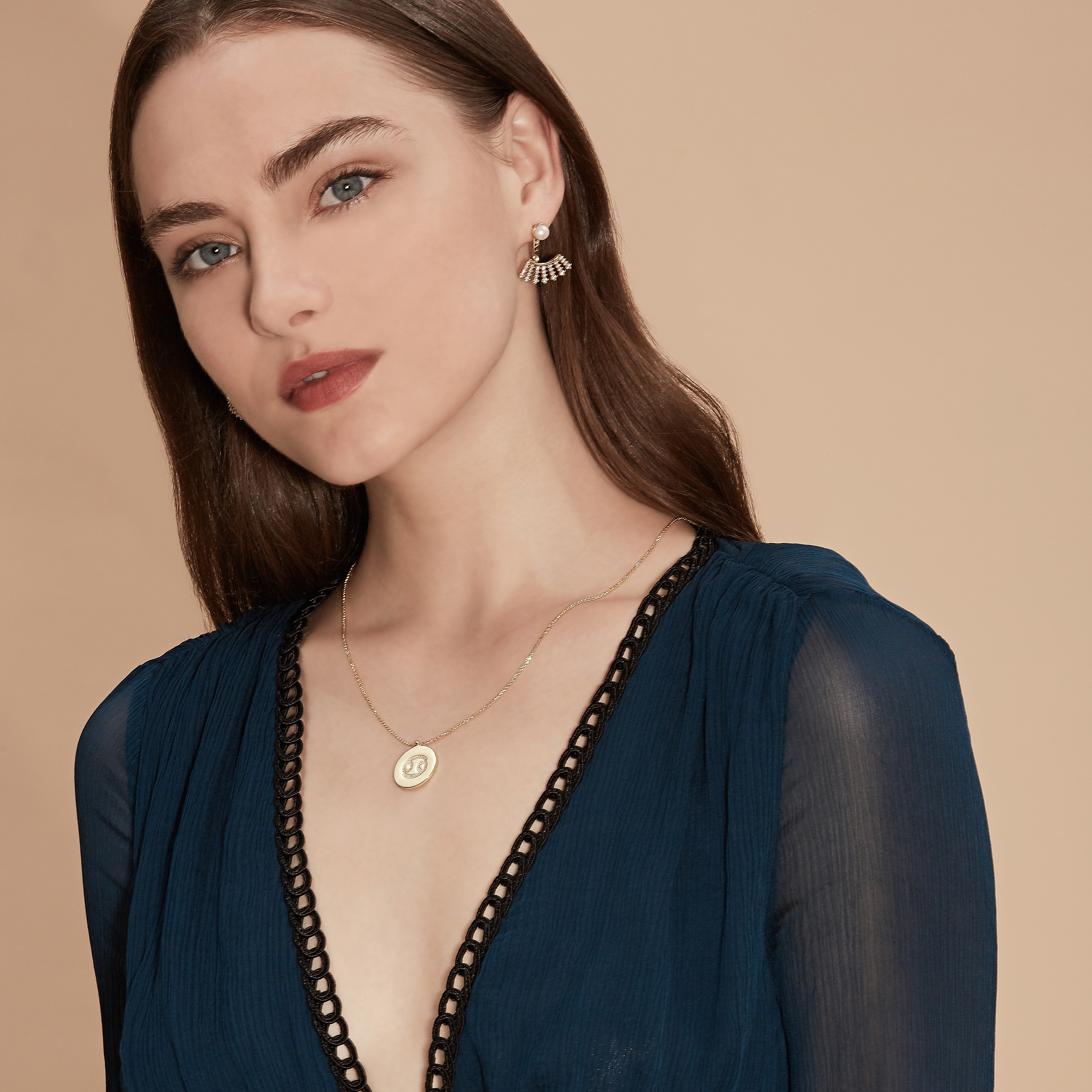 Gold Plated Silver Zodiac Necklace - Cancer model