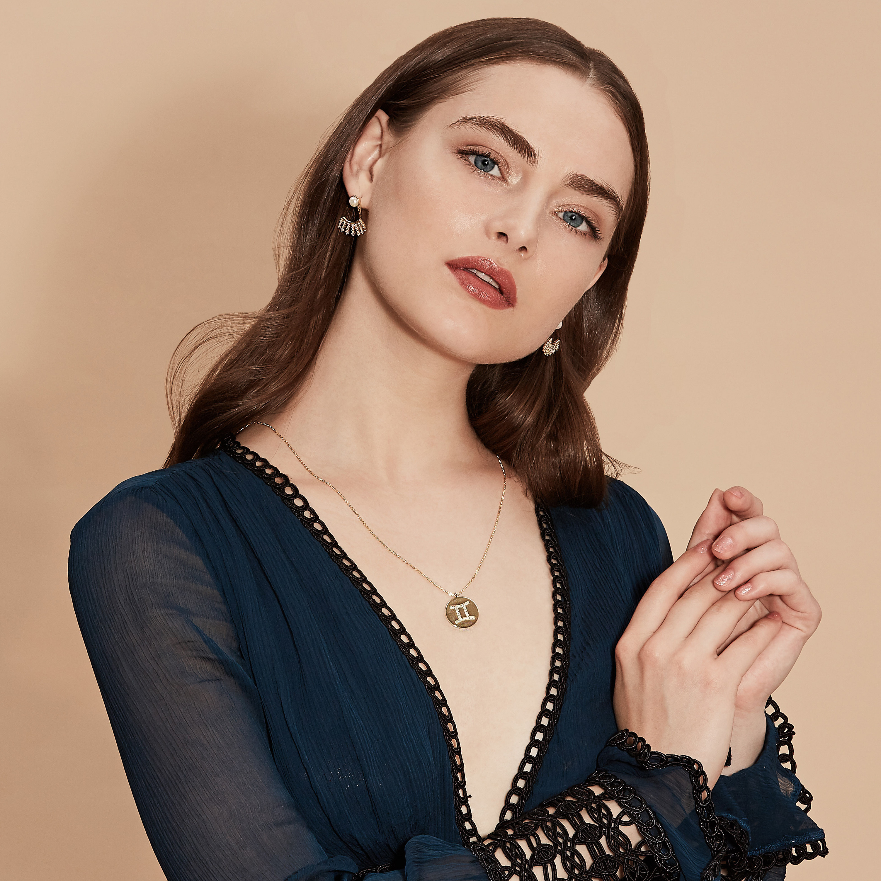 Gold Plated Silver Zodiac Necklace - Gemini model 2