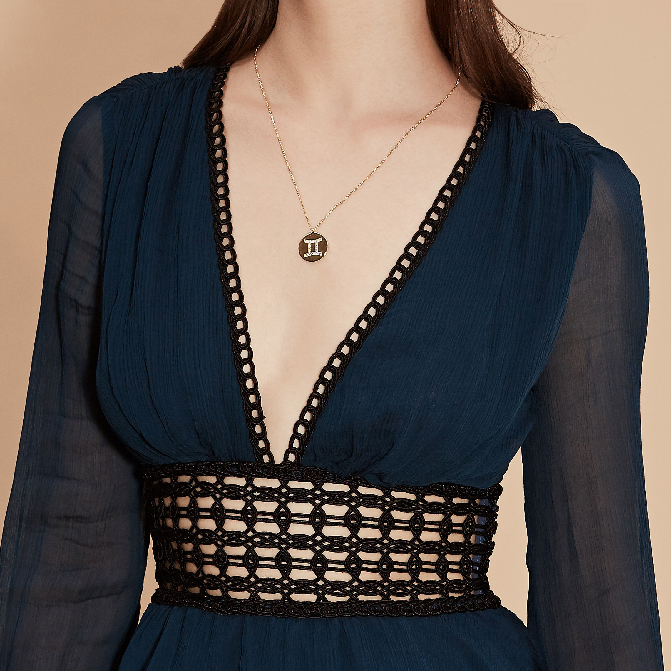 Gold Plated Silver Zodiac Necklace - Gemini model