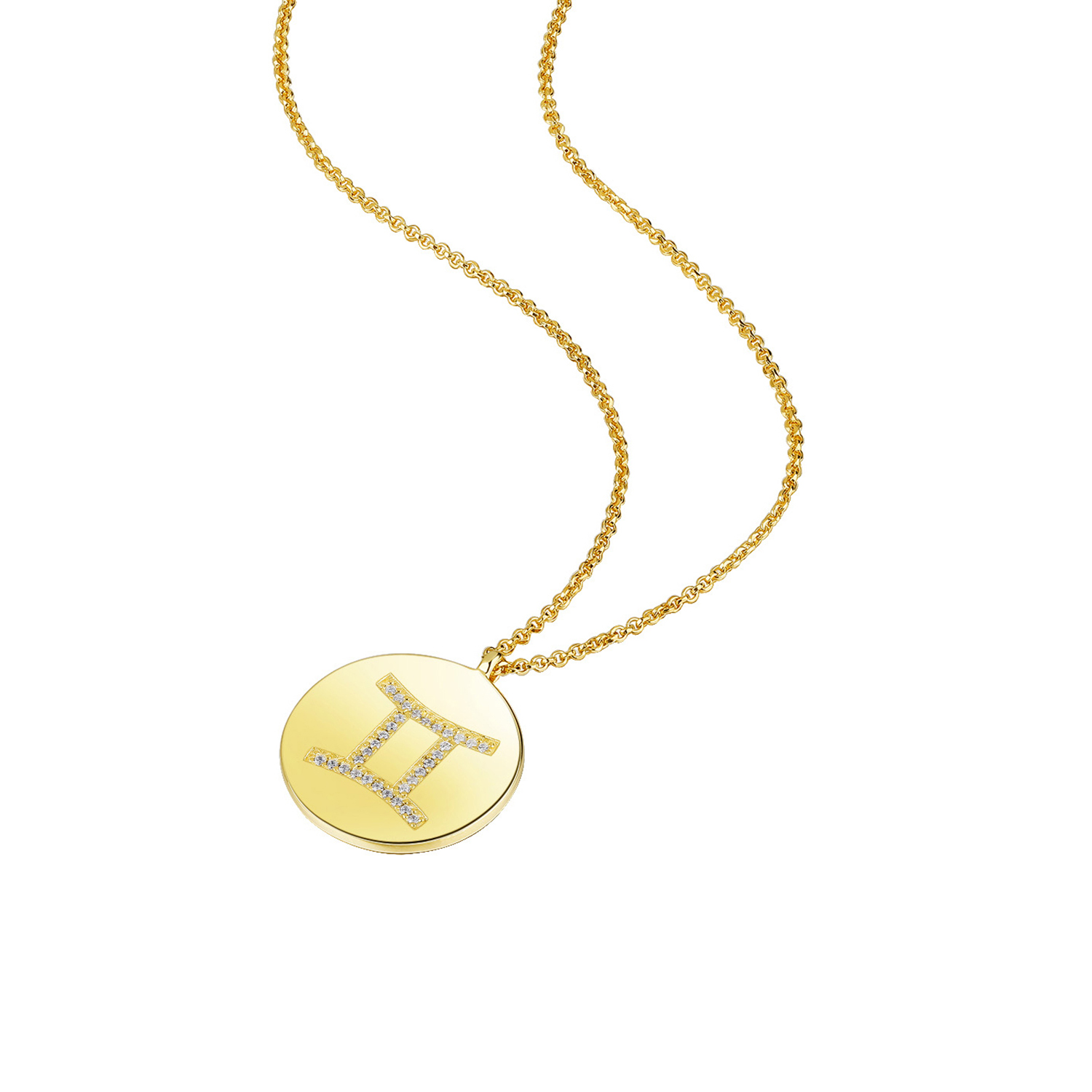 Gold Plated Silver Zodiac Necklace - Gemini side