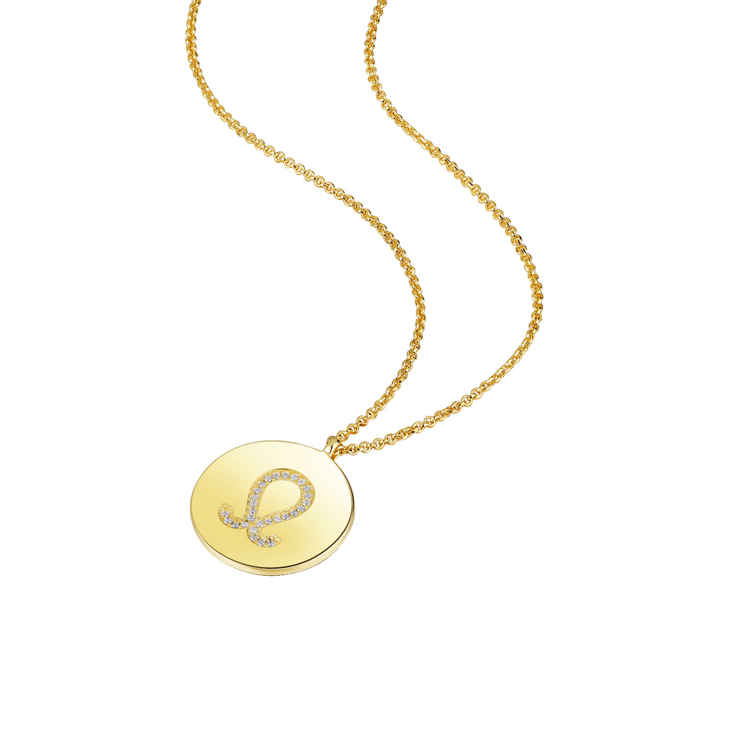 Gold Plated Silver Zodiac Necklace - Leo side