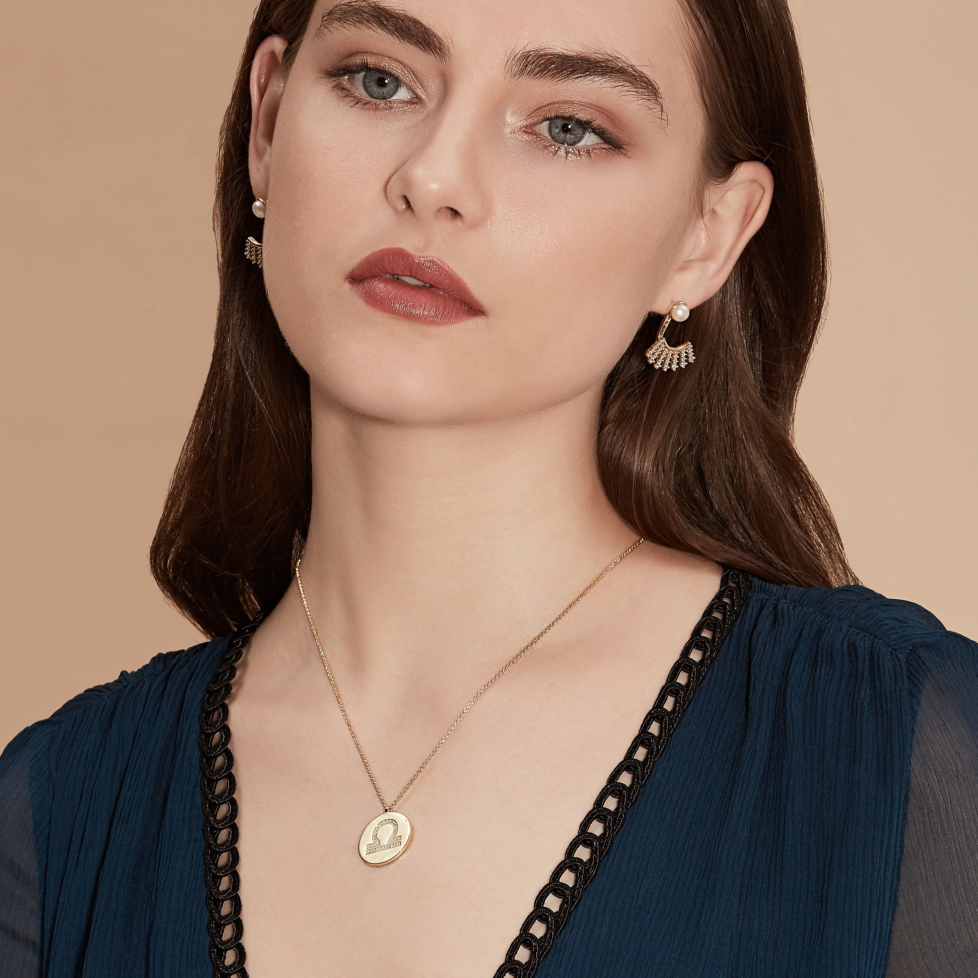 Gold Plated Silver Zodiac Necklace - Libra model