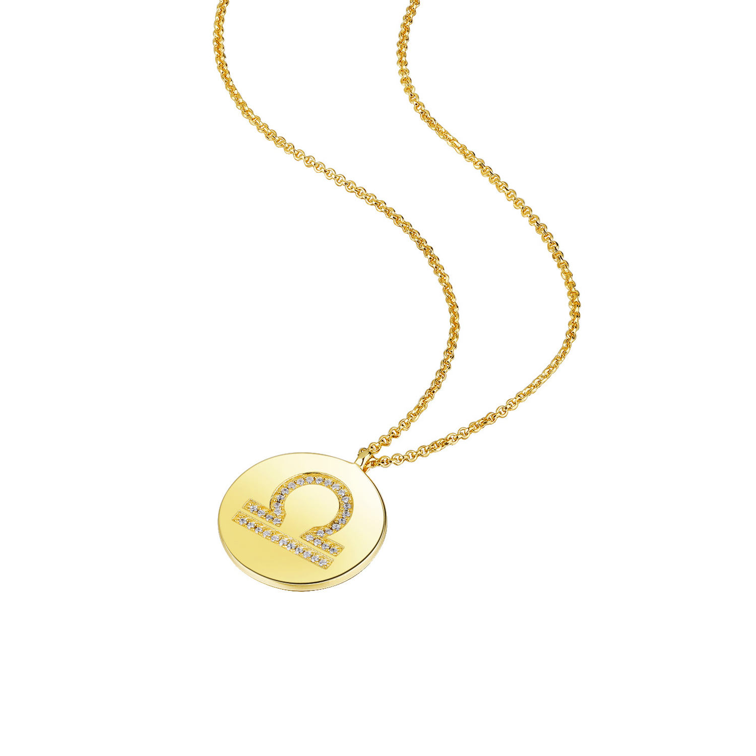 Gold Plated Silver Zodiac Necklace - Libra side