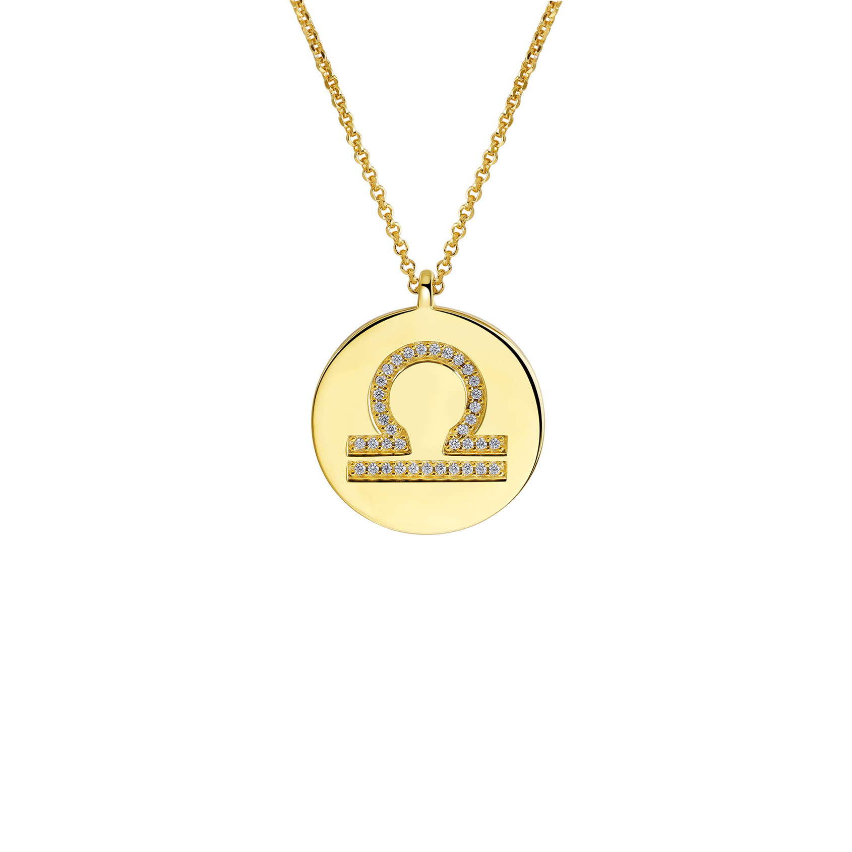 Gold Plated Silver Zodiac Necklace - Libra