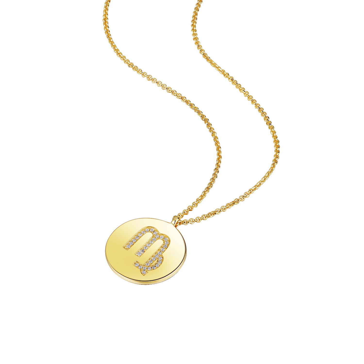 Gold Plated Silver Zodiac Necklace - Virgo side