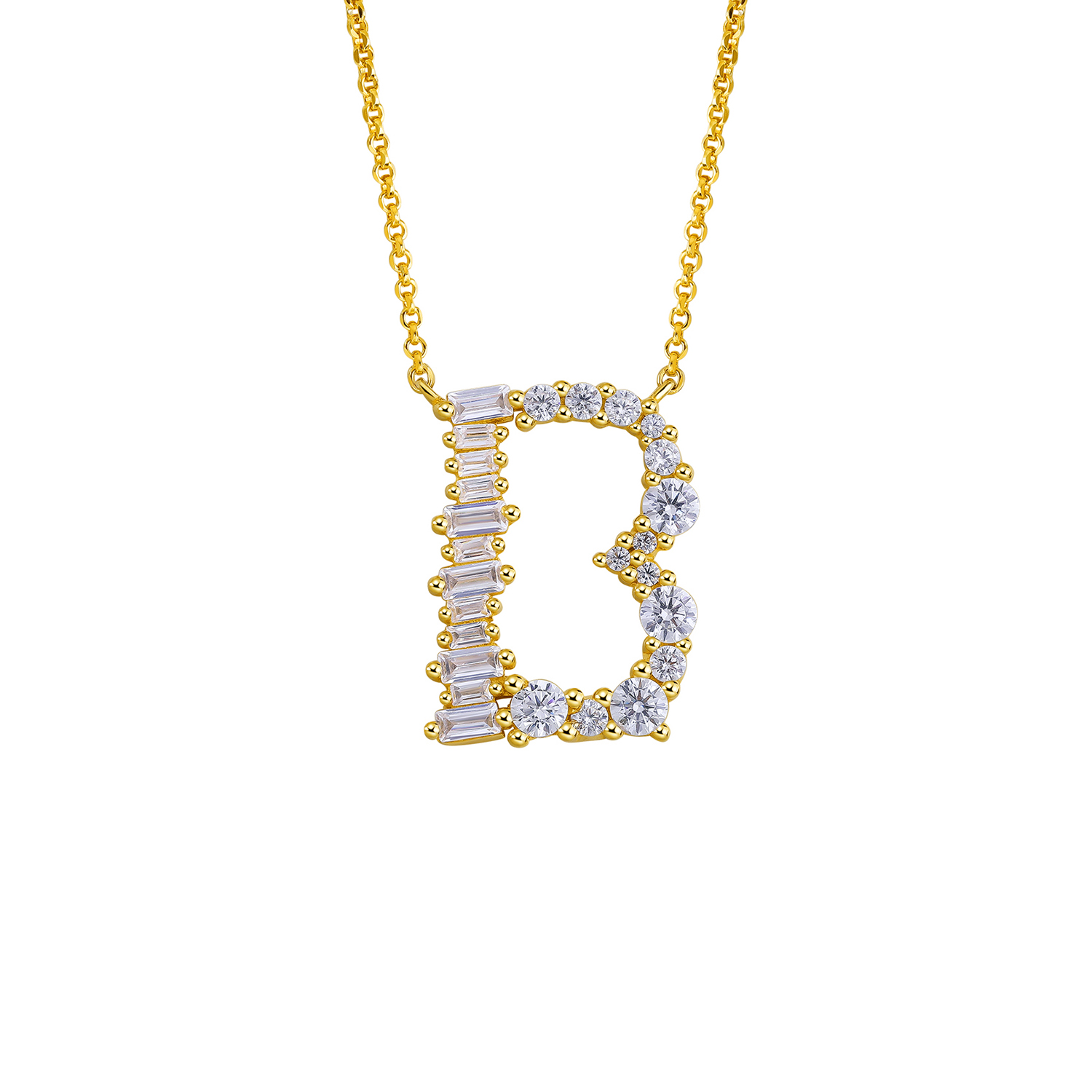 Initial Necklace Collection - Letter B Detail