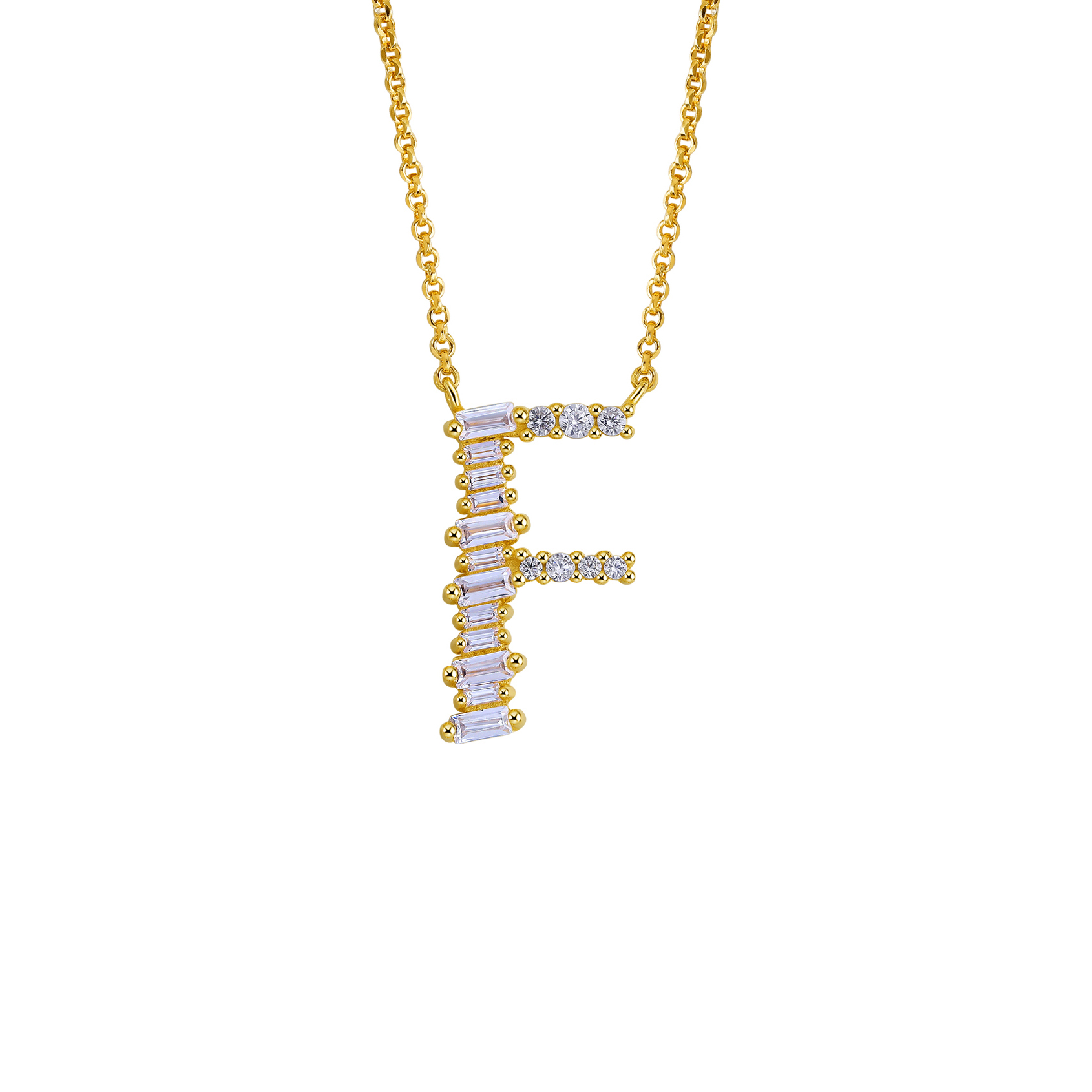 Initial Necklace Collection - Letter F Detail
