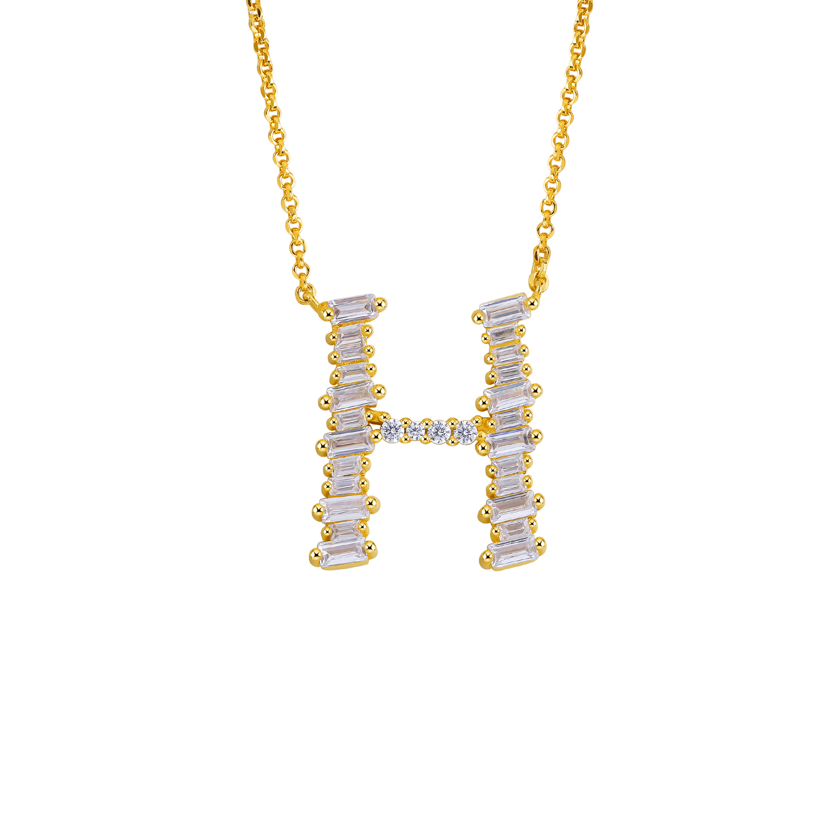 Initial Necklace Collection - Letter H Detail
