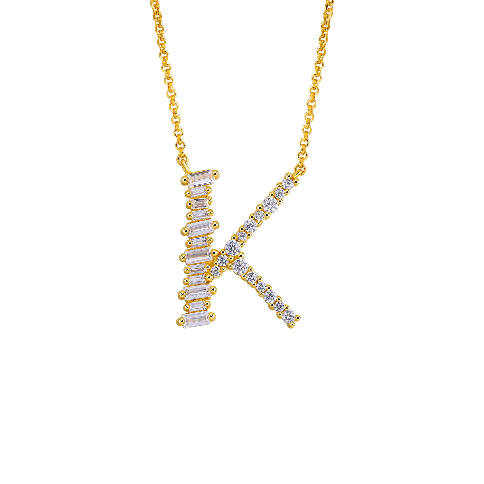 Initial Necklace Collection - Letter K Detail