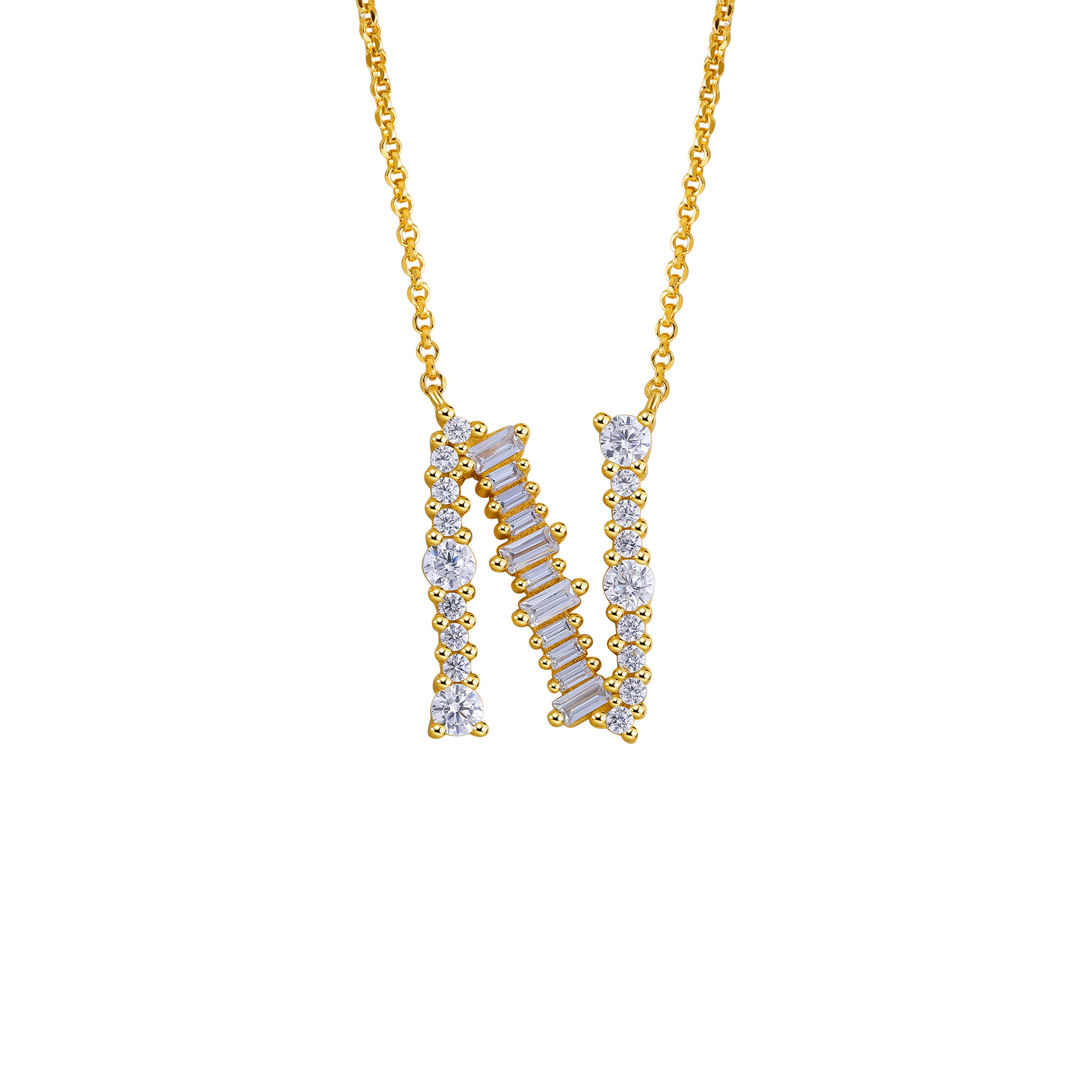 Initial Necklace Collection - Letter N Detail