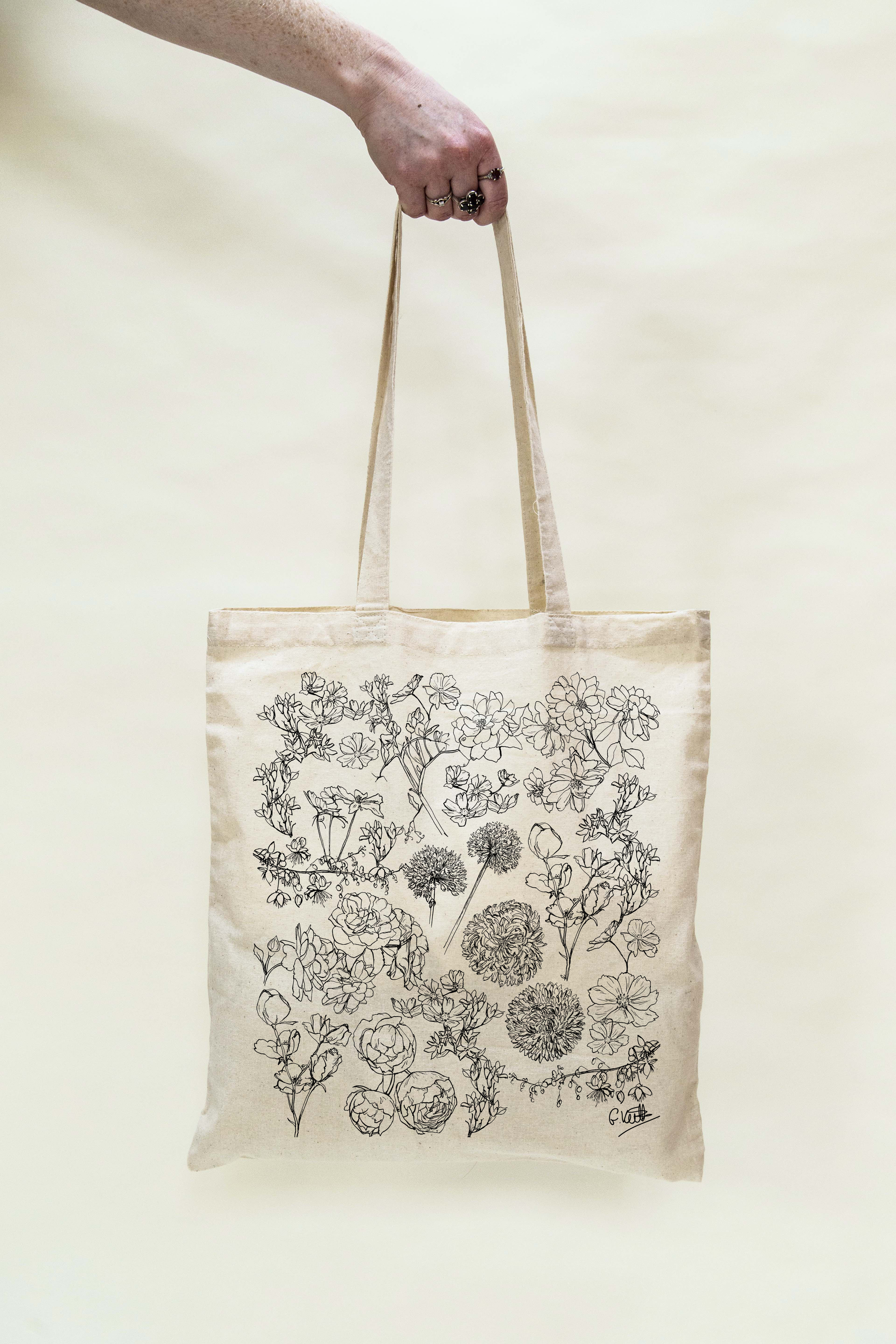 floral tote bag