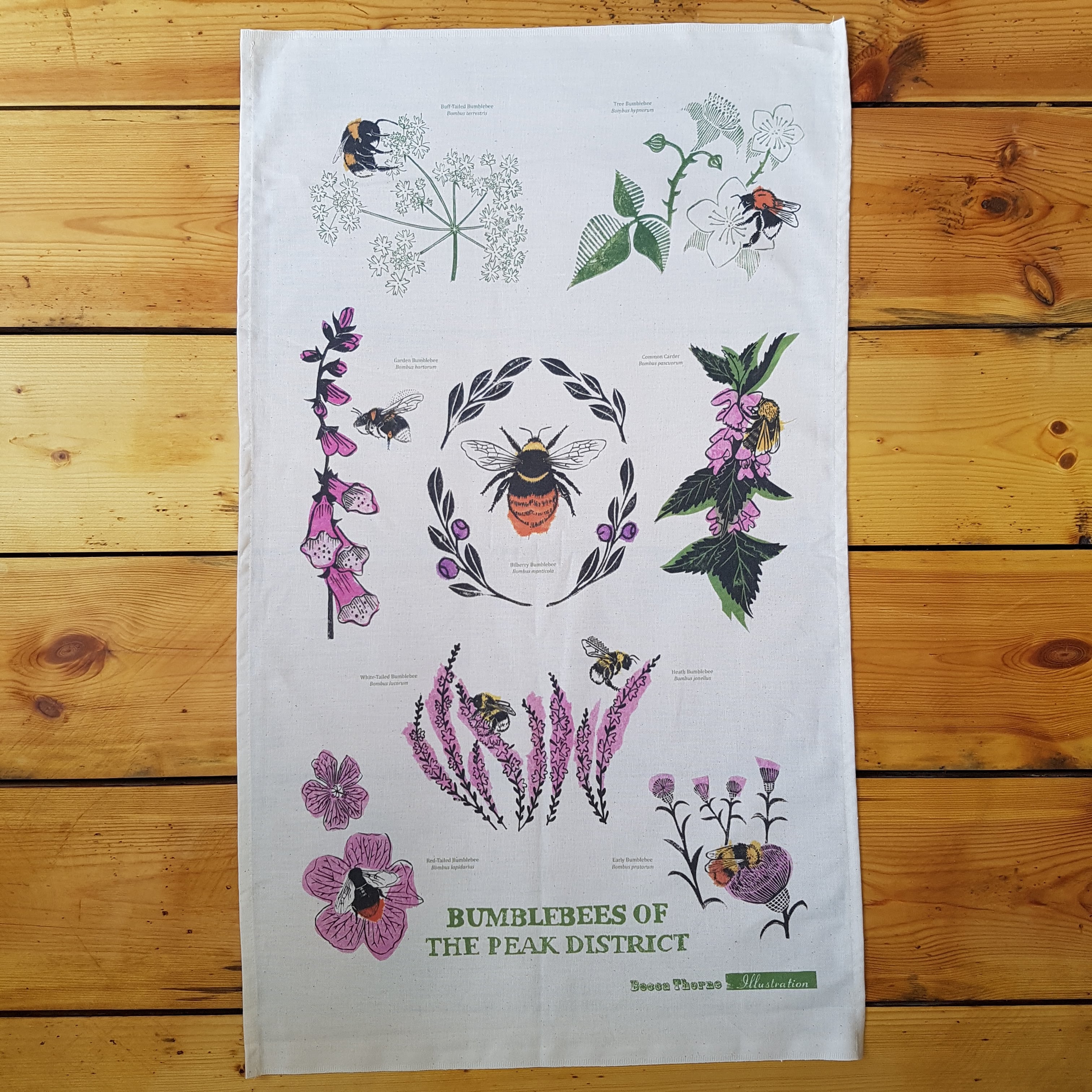 Bumblebees Of The Peak District tea towel
