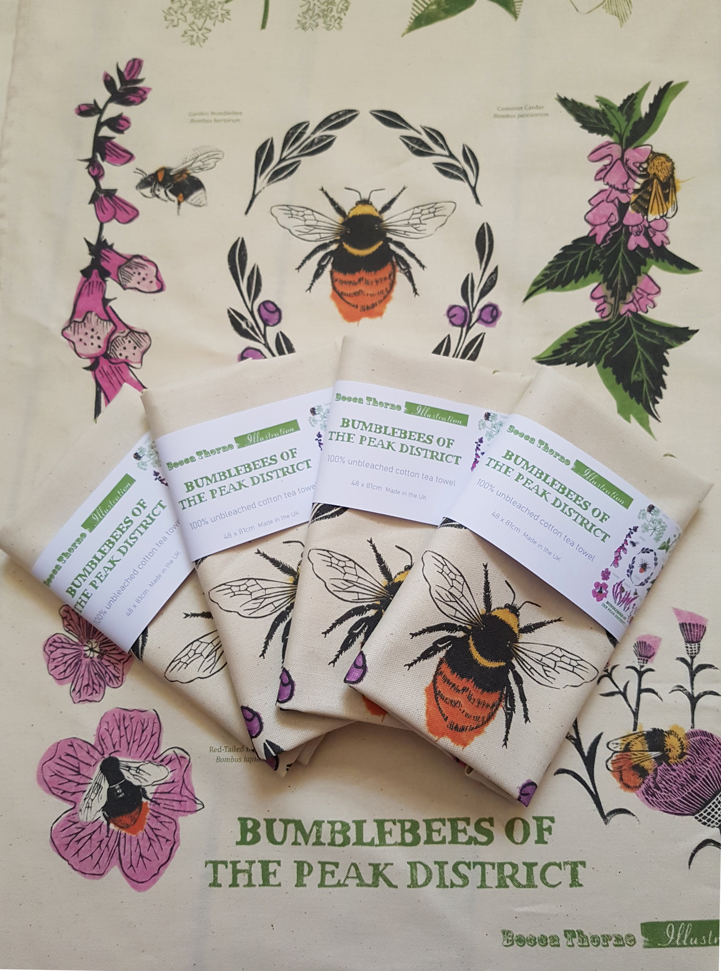Bumblebees Of The Peak District Tea Towels