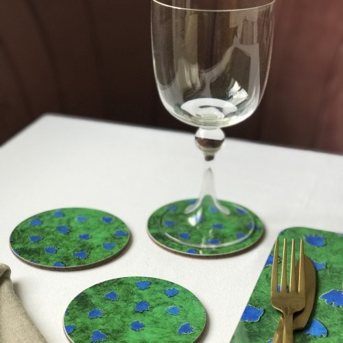 Coaster Round Melamine Cork Handmade in UK Skogshyddan