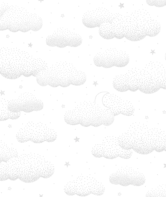 Baby Gray Wallpaper With Clouds And Stars Creoate