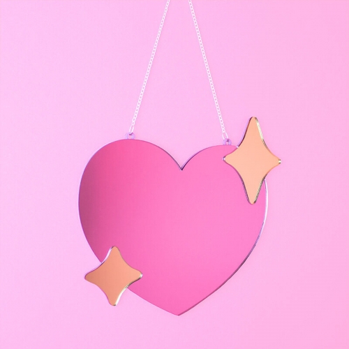 Pink Love Heart Shaped Wall Mirror