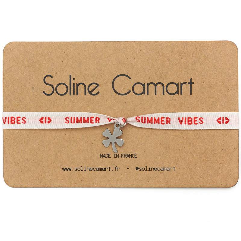 Bracelet-Phrases-cultes-summer-vibes-trefle-argent