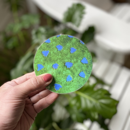 Coaster Round Melamine Gloss Cork Handmade in UK Skogshyddan