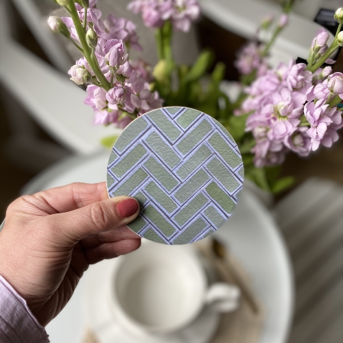 Coaster Round Ekotemplet Cork Melamine Gloss