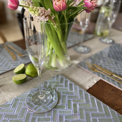 Coaster Round Cork Melamine Gloss Handmade