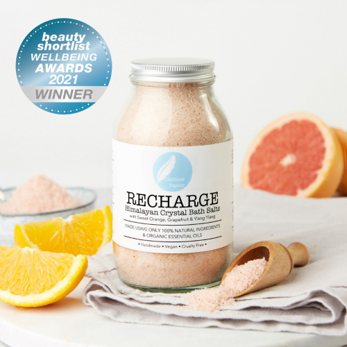 Recharge himalayan bath sachet award, vegan, cruelty free, organic, zero waste,
