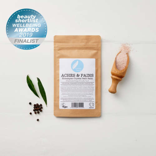 Aches & Pains Himalayan Bath Salts with eucalyptus, black pepper & marjoram organic essential oils. muscle soak, vegan, cruelty free, zero waste
