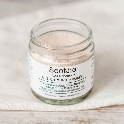 Soothe Face Mask with Lavender, Chamomile, Rosehip. Organic, vegan, cruelty free, 100% natural, zero waste.
