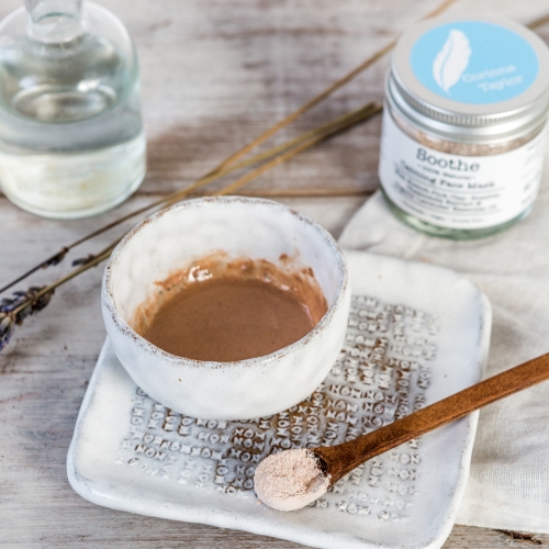 Soothe Face Mask with Lavender, Chamomile, Rosehip. Organic, vegan, cruelty free, 100% natural, zero waste.