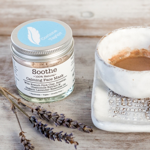 Soothe Face Mask with Lavender, Chamomile, Rosehip. Organic, vegan, cruelty free, 100% natural, zero waste.