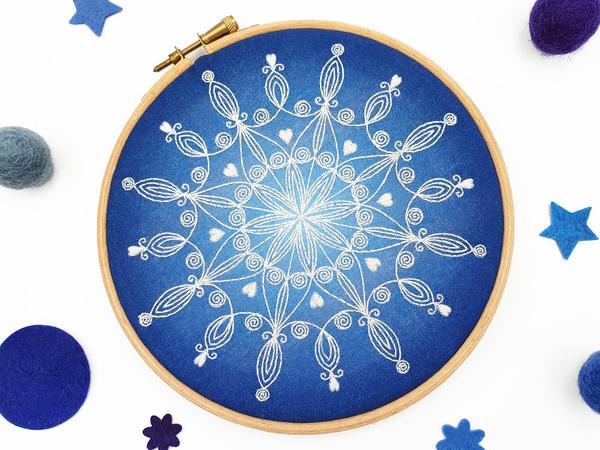 SNOWFLAKE MANDALA EMBROIDERY KIT, CHRISTMAS CRAFT KIT