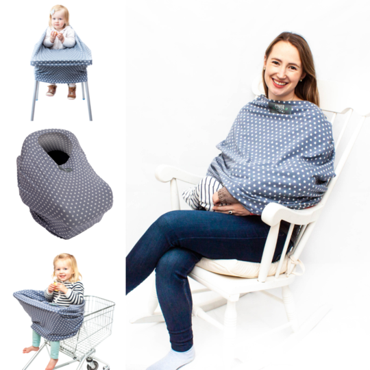 Breastfeeding Cover-Grey with White Star - Multi-use Cover Me