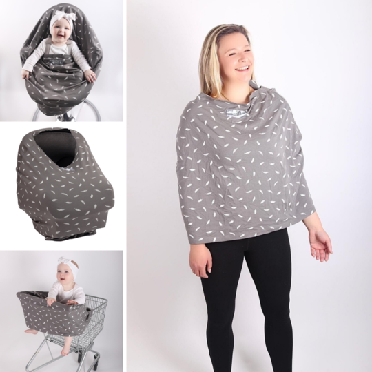 Breastfeeding Cover- Grey Feather- Multi-Use Cover Me