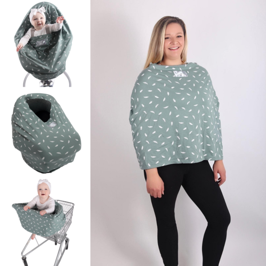 Breastfeeding Cover- Green Feather - Multi-Use Cover Me
