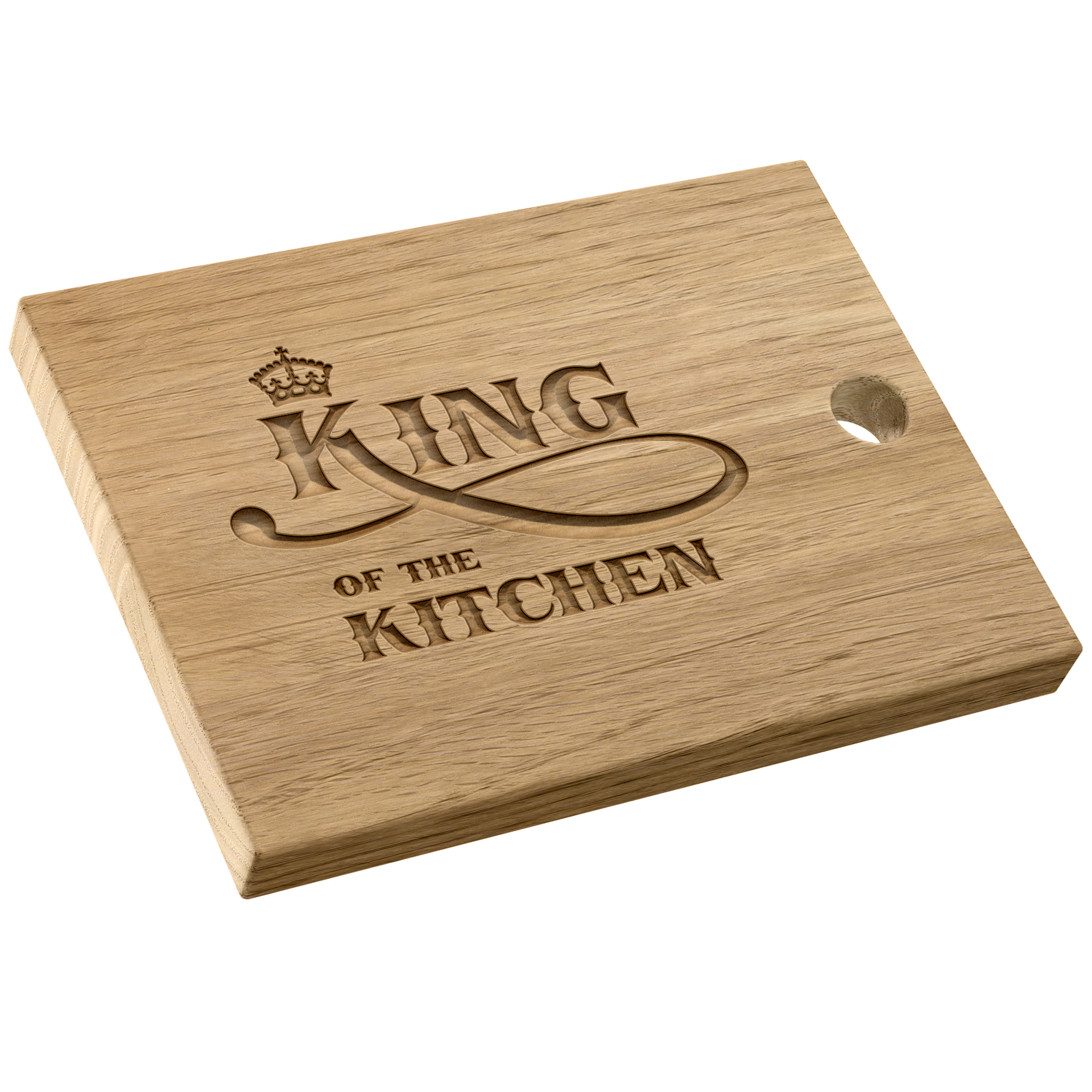 KW-LL - Large Landscape Oak Chopping Board with Hole - Carve - Packshot_King of the Kitchen