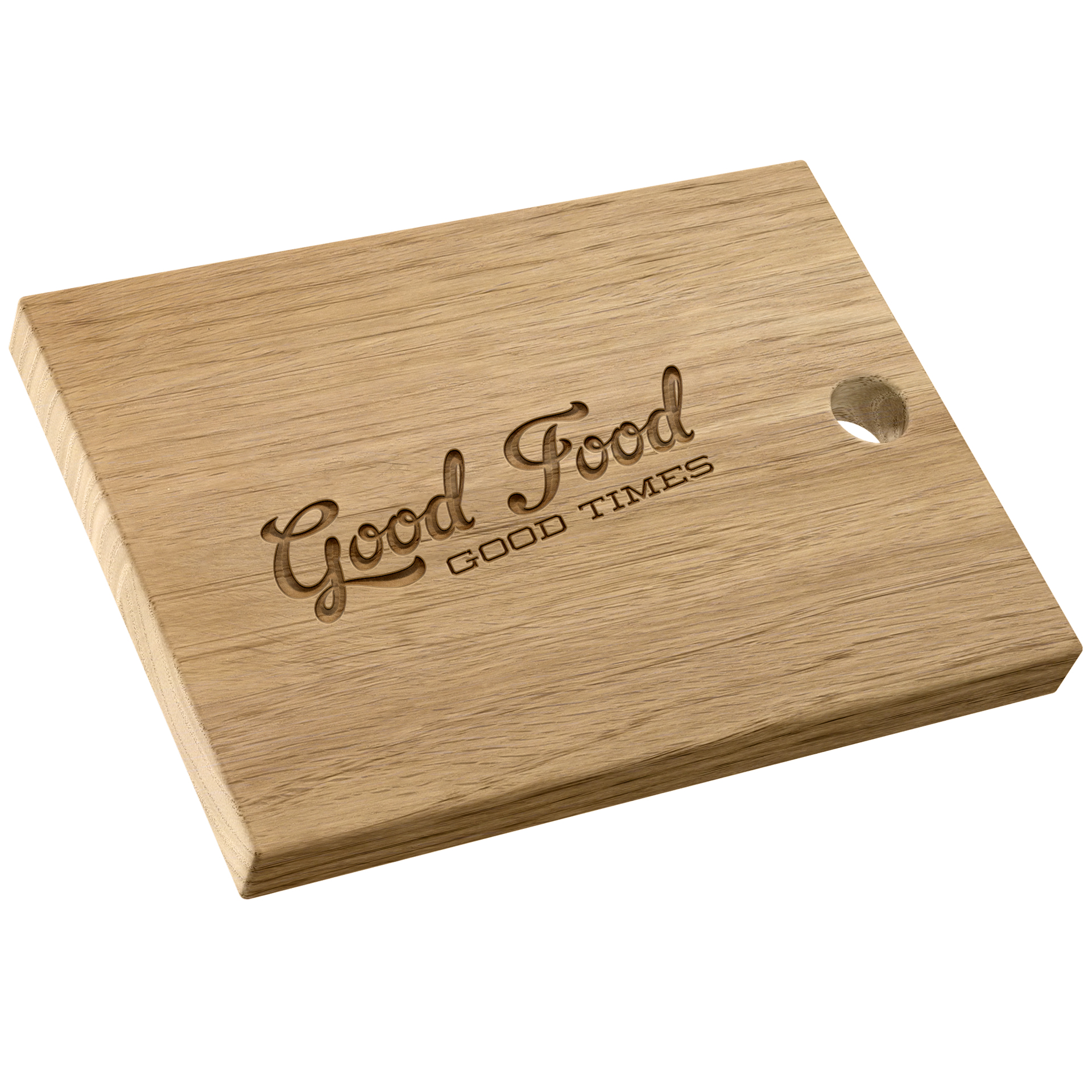 KW-LL - Large Landscape Oak Chopping Board with Hole - Carve - Packshot_Good Food Good Times