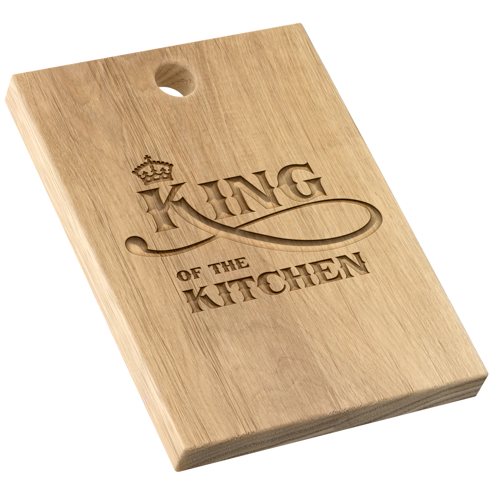 KW-LP - Large Portrait Oak Chopping Board with Hole - Carve - Packshot_King of the Kitchen